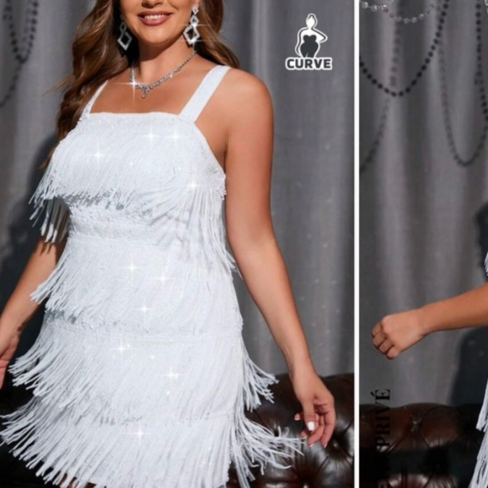 Prive Plus Fringe Trim Cami Dress
